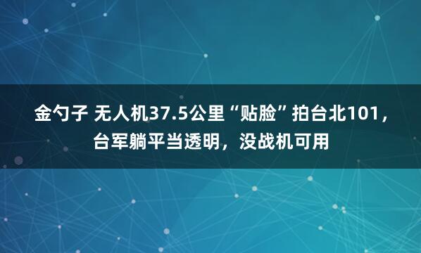 金勺子 无人机37.5公里“贴脸”拍台北101，台军躺平当透明，没战机可用